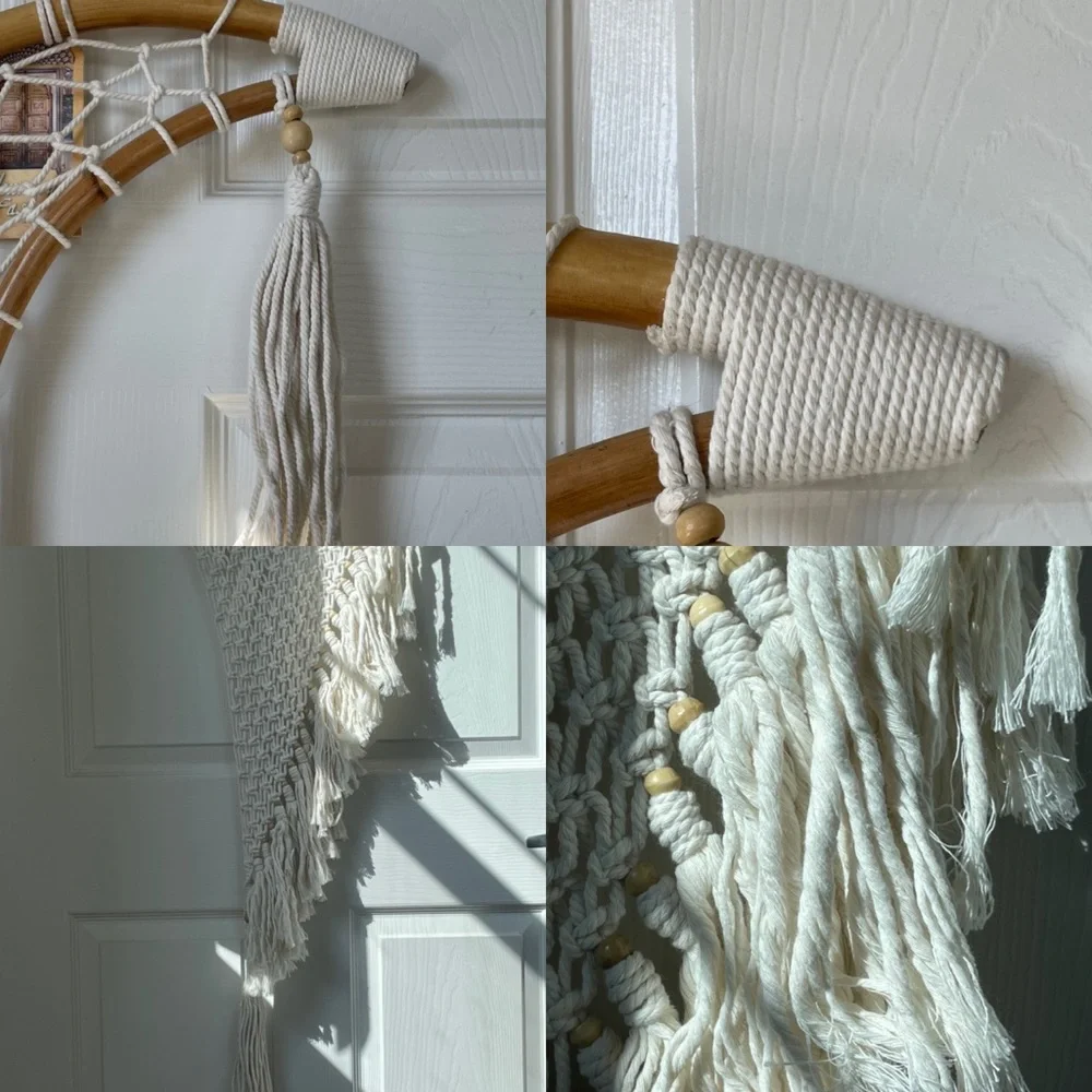 Crescent Moon Dream-Catcher Macramé Hanging Wall Tapestry